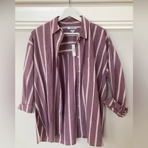 Madewell Signature Poplin Oversized Striped Shirt (Purple) NWT